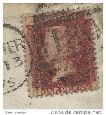 Penny Red On Envelope Looks Like Plate 148  Postmarked Chester SP 13 1875 Does Have A Chunk Out Of Envelope - Cartas