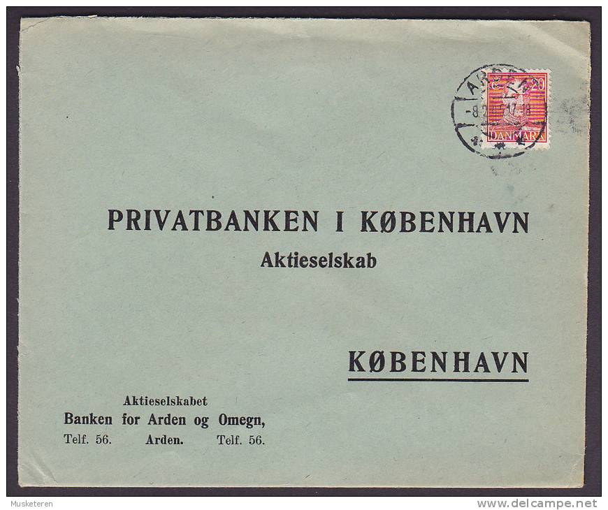 ## Denmark BANKEN FOR ARDEN OG OMEGN Deluxe ARDEN 1945 Cover Brief To PRIVATBANKEN København King Christian X. Stamp - Covers & Documents