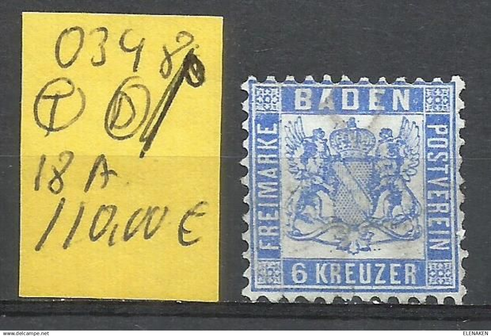 0348-ALEMANIA SELLO CLASICO BADEN 1862 Nº18A.120,00€ Good GERMANY.ALEMANIA SELLO CLASICO BADEN 1862 Nº18A.120,00€ OKKK - Neufs