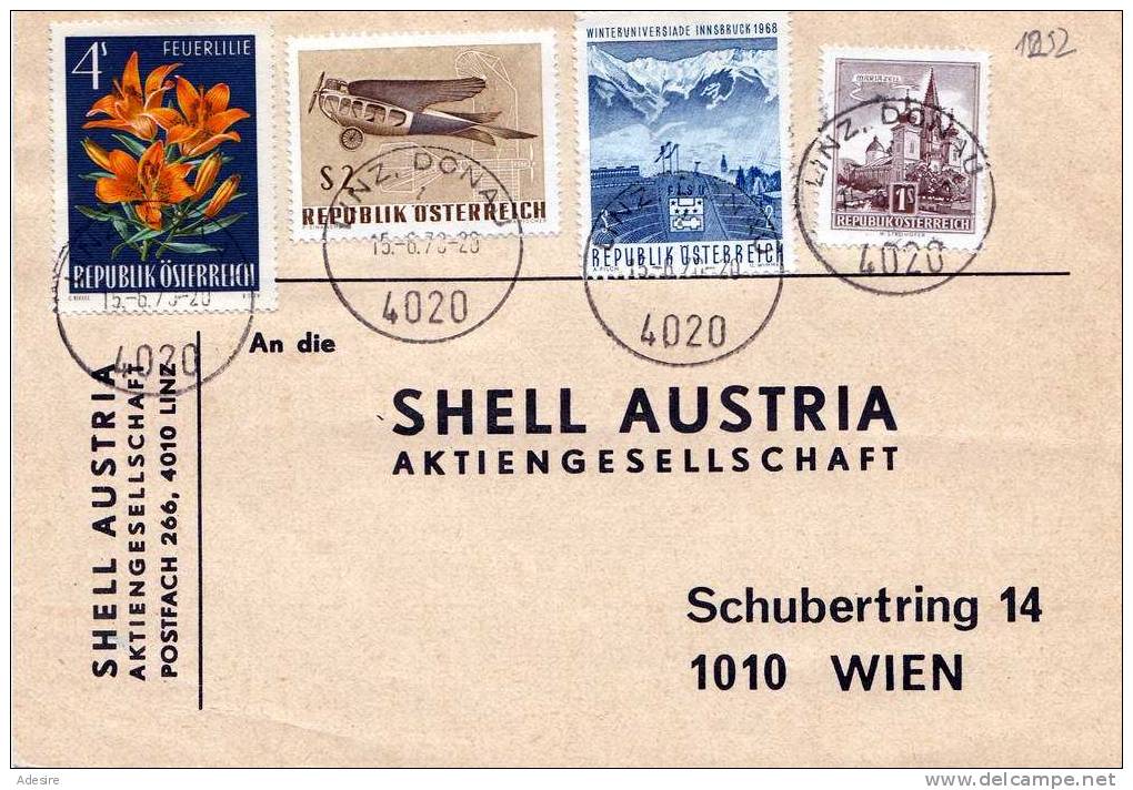 Österr., Um 1970, Shell Austria Beleg, 4 Fach Frankierung - Briefe U. Dokumente