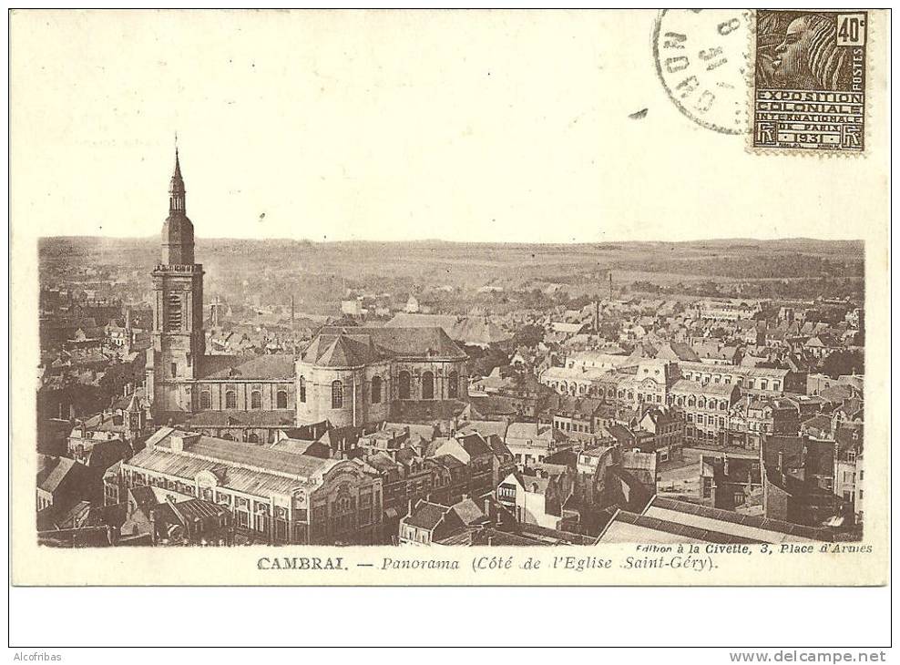 59 Nord CPA Cambrai Panorama Eglise Saint Géry - Cambrai