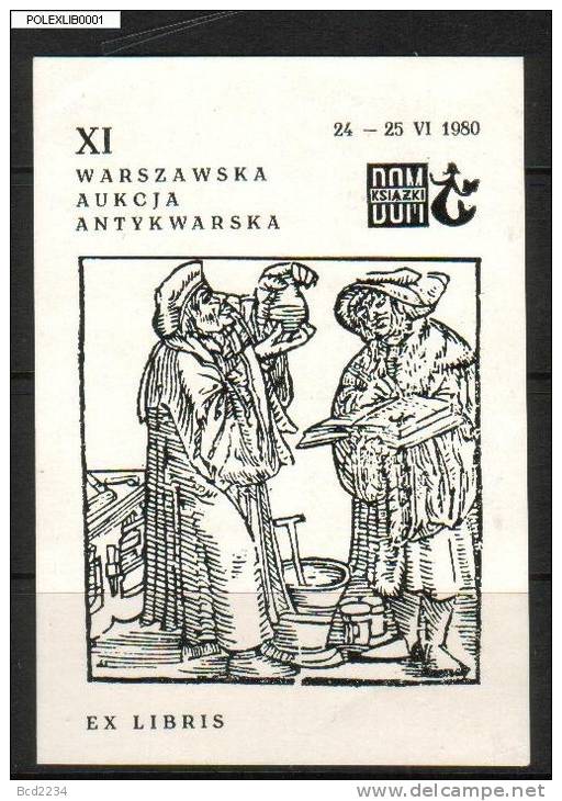 POLAND EX LIBRIS 1980 XI WARSAW ANTIQUES ANTIQUITIES AUCTION MERMAID BOOKPLATE - Ex Libris