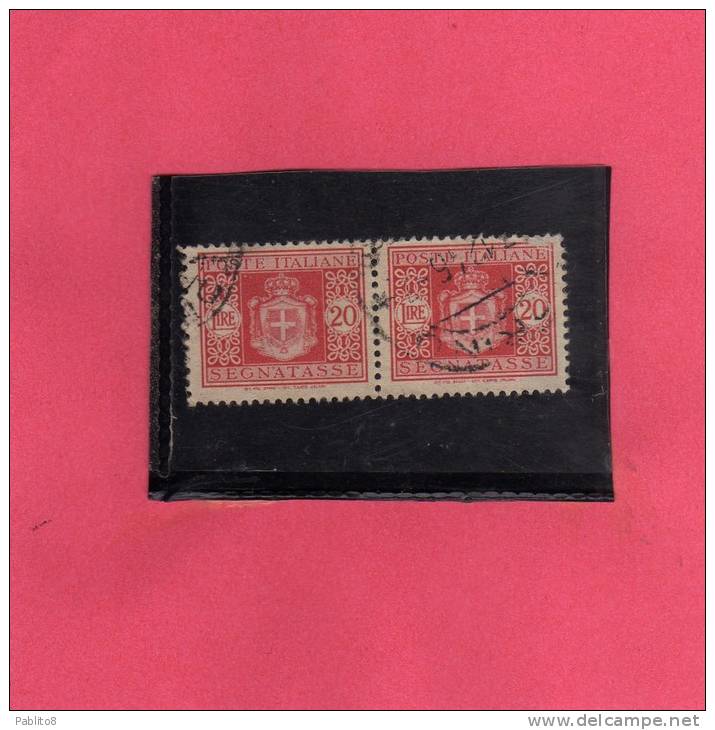 ITALIA REGNO LUOGOTENENZA 1945 SEGNATASSE SENZA FILIGRANA LIRE 20 COPPIA TASSE USED - Postage Due