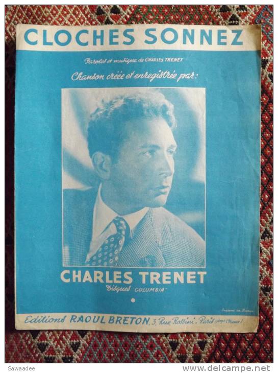 PARTITION - CLOCHES SONNEZ - PAROLES ET MUSIQUE : CHARLES TRENET - 1959 - Vocals