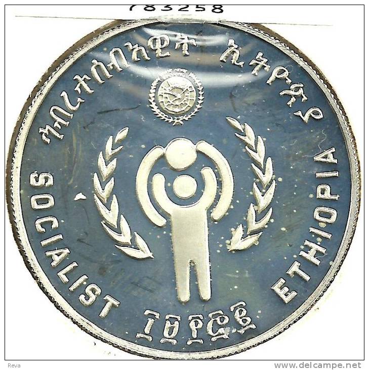 ETHIOPIA 20 BIRR YEAR OF CHILD FRONT EMBLEM BACK 1979 KM54 PROOF SILVER READ DESCRIPTION CAREFULLY !!! - Ethiopië