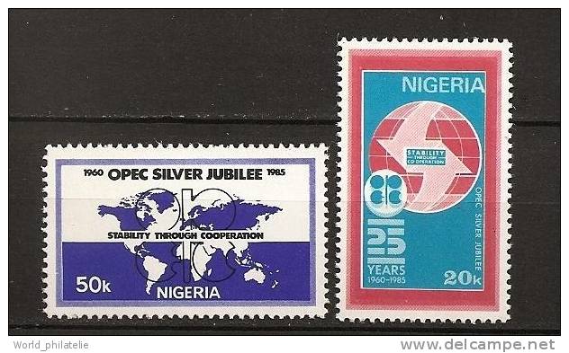 Nigeria 1985 N° 463 / 4 ** OPEP, Pays Exportateurs De Pétrole, Emblèmes, Carte Du Monde, Polution, Essence, Chimie - Nigeria (1961-...)