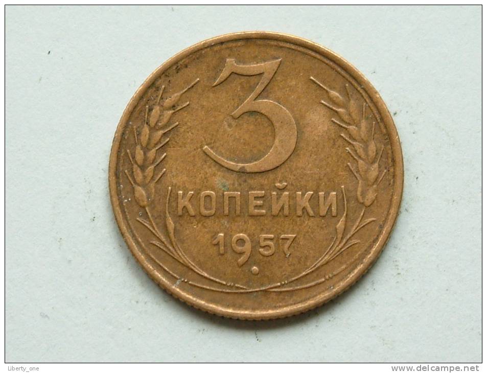 3 Kopeks 1957 / Y # 121 ( Uncleaned Coin - For Grade, Please See Photo ) !! - Russia