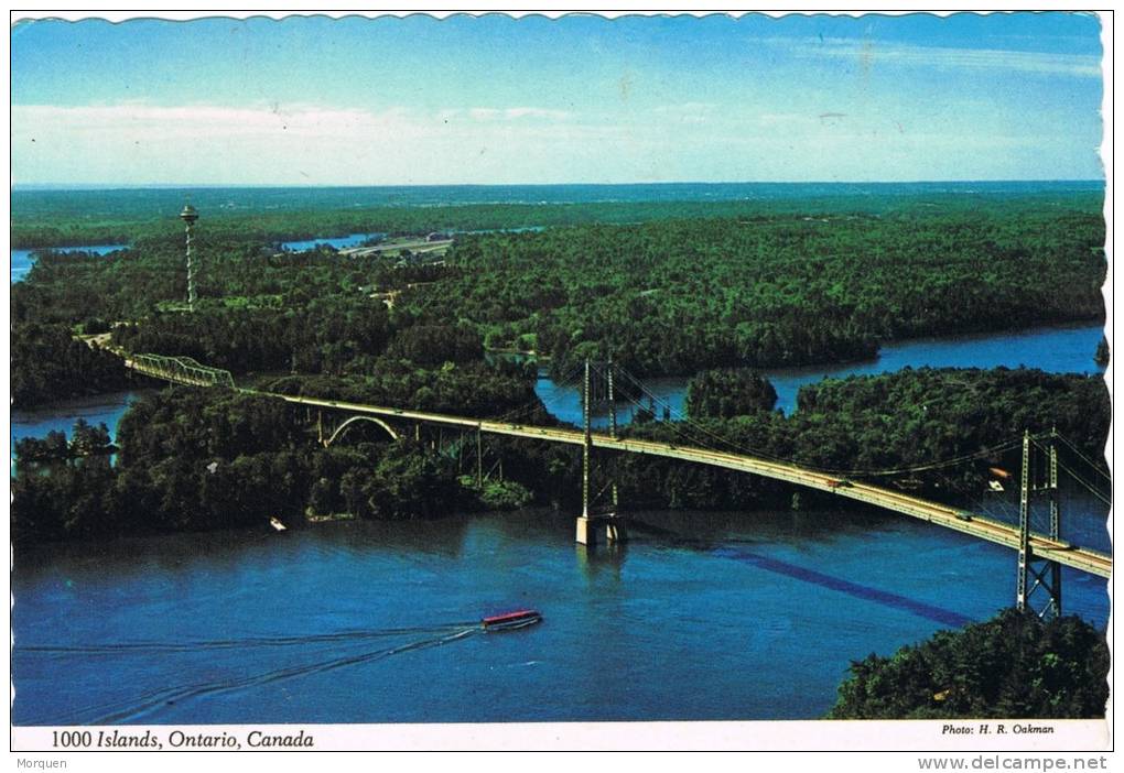 Postal GANANOQUE (Ontario) 1976 A Estados Unidos. Lea Bridge - Storia Postale