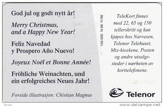 Norway, N086, Jul 1996, Christmas, CN : C6B169563, 2 Scans. - Noorwegen