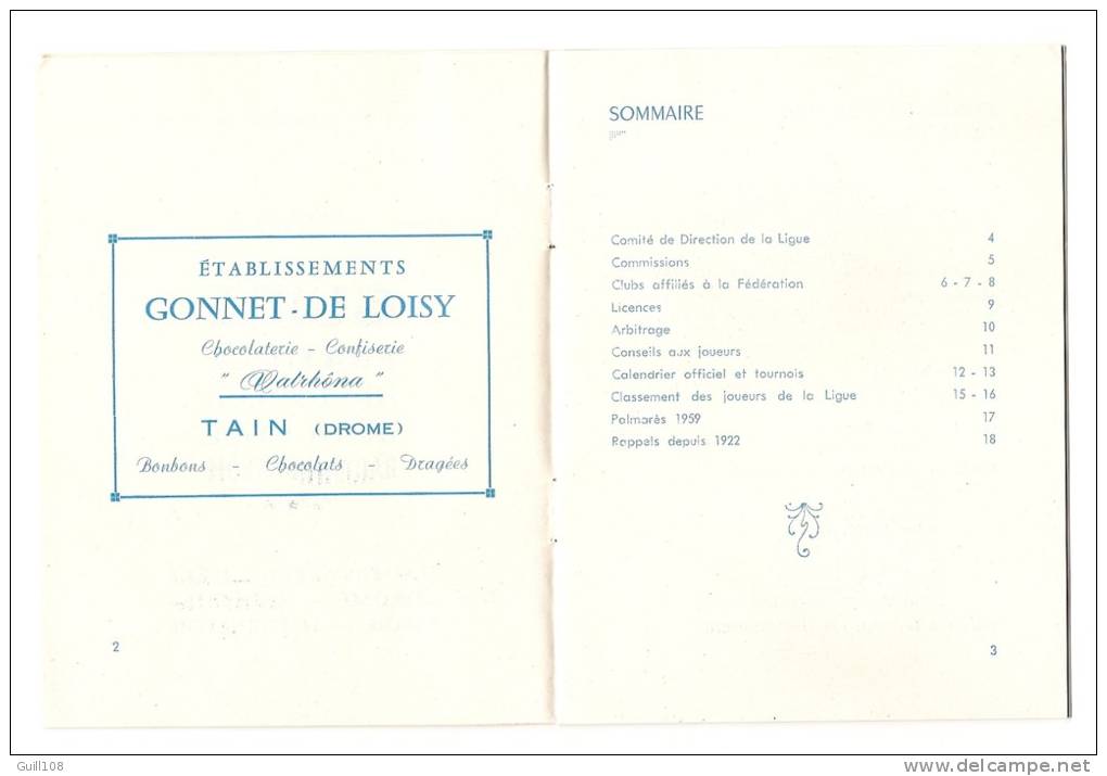 Guide Pratique Du Joueur De La Ligue Dauphiné Savoie Tennis 1960 20 Pages Hautes-Alpes Isère Drome Tain C1 - Programas