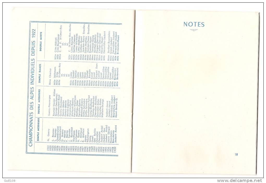 Guide pratique du joueur de la ligue Dauphiné Savoie Tennis 1960 20 pages Hautes-Alpes Isère Drome Tain C1