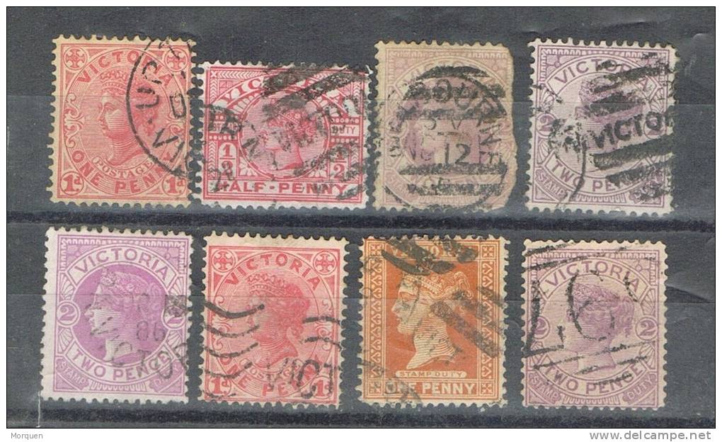 Lote 8 Sellos VICTORIA (Australia) Clasicos, 1880-1900 º - Used Stamps