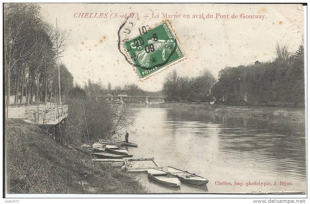 Cpa, Chelles (S.-et-M.), La Marne En Aval Du Pont De Gournay, Animée - Chelles