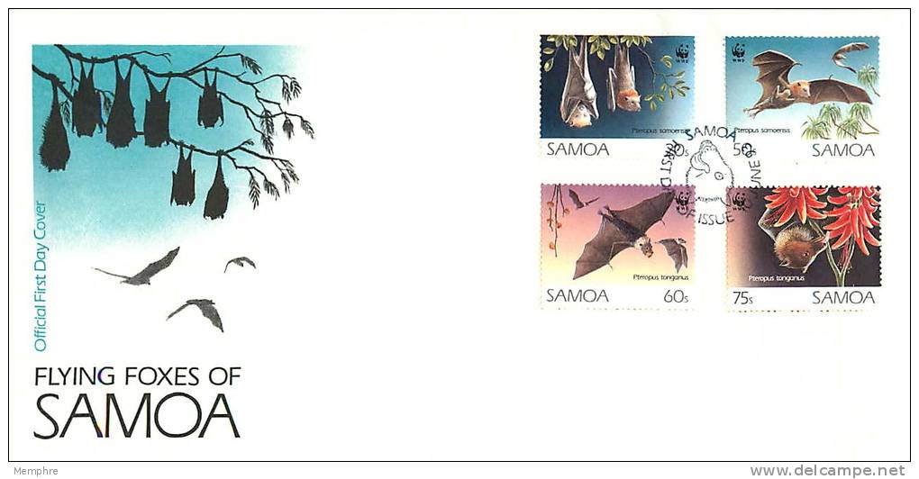 1993  Flying Foxes  WWF Symbol Unaddressed FDC - Samoa