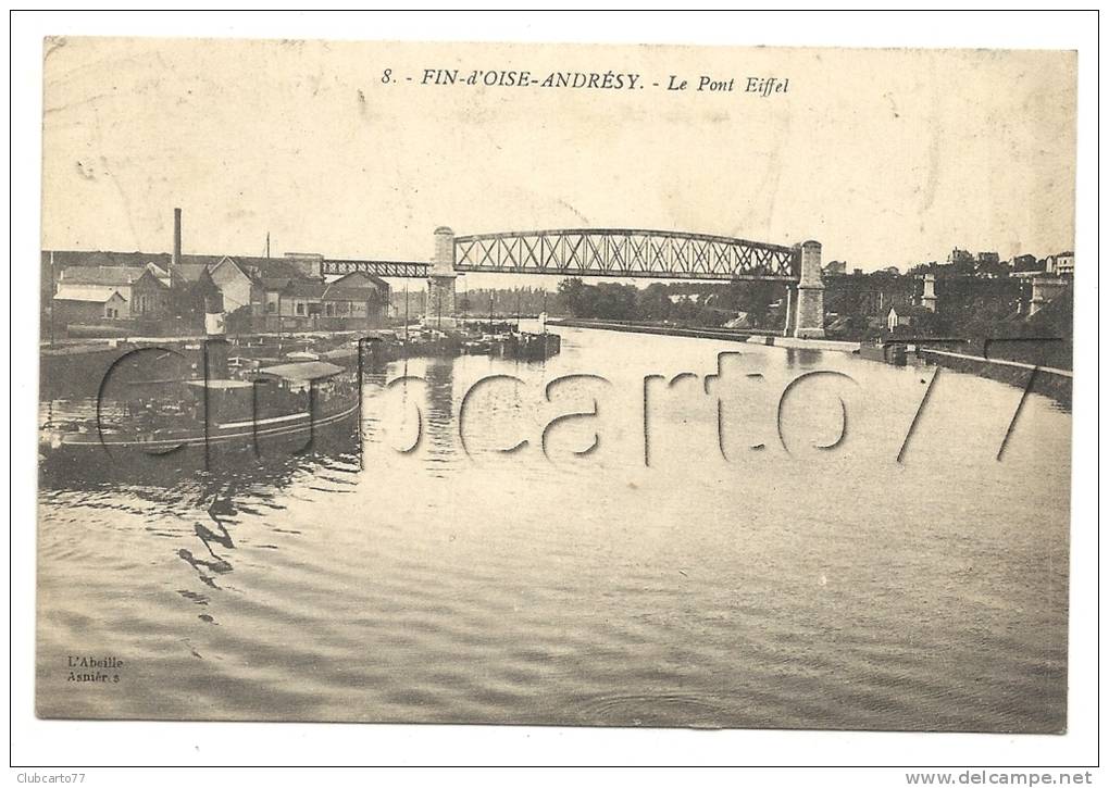 Andrésy (78) : Remorqueur Naviguant Près Du Pont Eiffel à La Fin De L'Oise En 1911 (animée). - Andresy