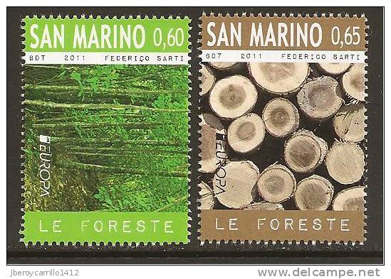 SAN MARINO - EUROPA 2011 -TEMA ANUAL  " BOSQUES".- SERIE 2 V:   -  DENTADO  (PERFORATED) - 2011