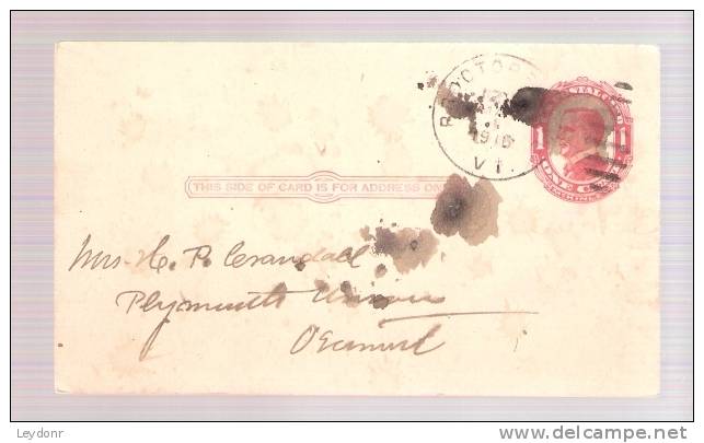 Postal Card - McKinley - 1916, VT - 1901-20