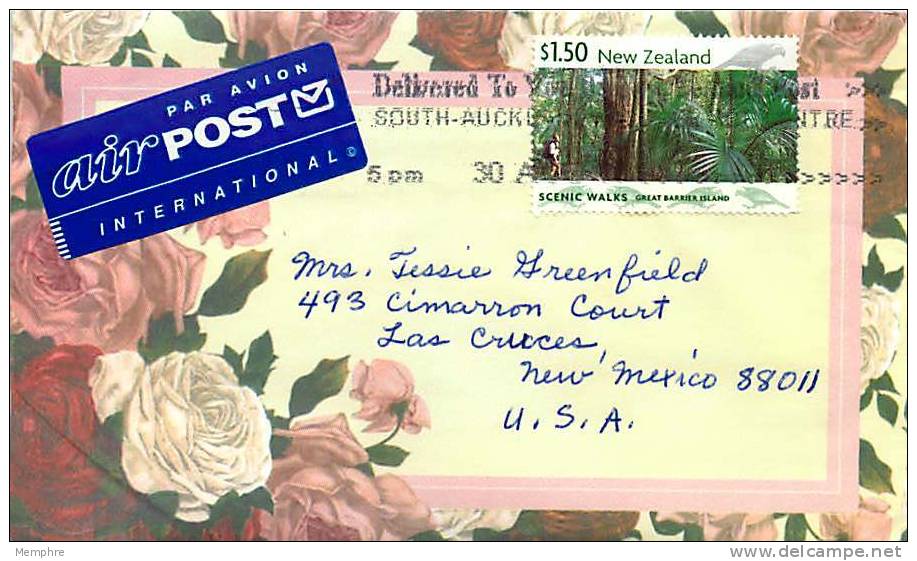 1999  $1.50 Scenic Walks  Single On Air Letter To USA - Cartas & Documentos