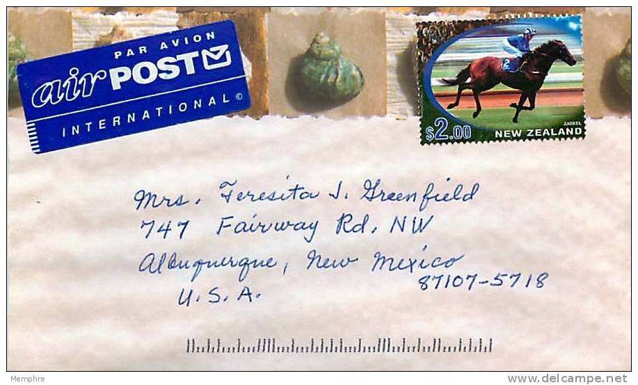 2002  $2.00 Champion Racehorses   On Air Letter To USA - Briefe U. Dokumente