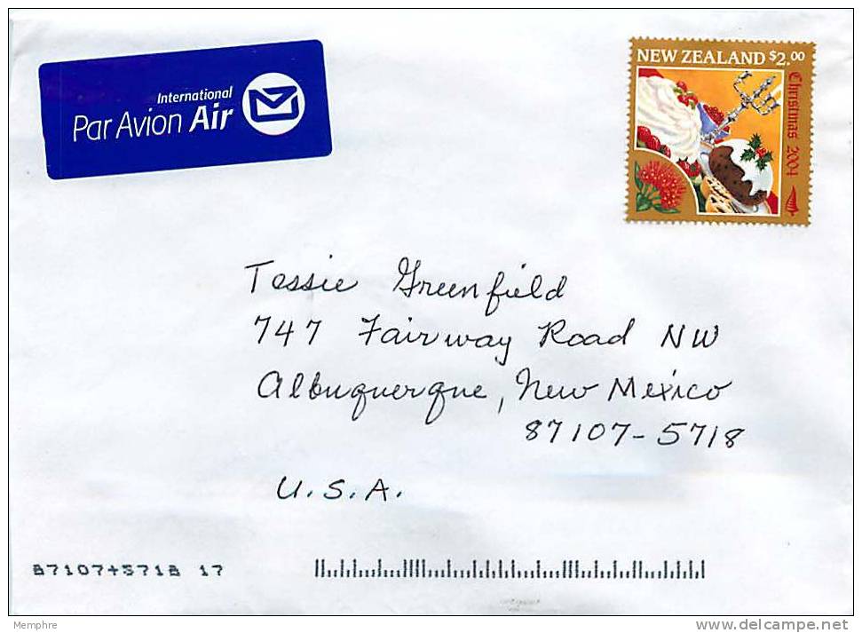 2004  $2.00 Christmas Issue   Single  On Air Letter To USA - Lettres & Documents