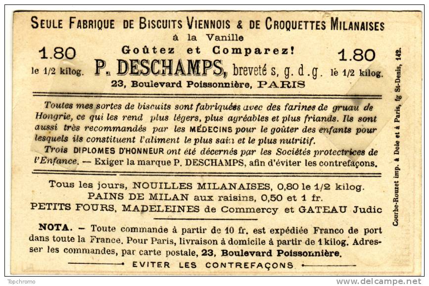 CHROMO Dorée Biscuits Viennois P. Deschamps Courbe-Rouzet Biscuits Panama Femmes Coiffe Chapeau Médailles D'or - Autres & Non Classés