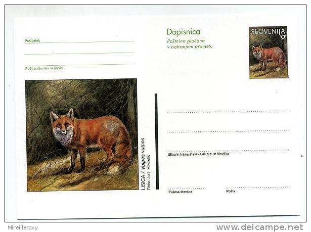 ENTIER POSTAL  SLOVENIE  RENARD VULPES - Gibier