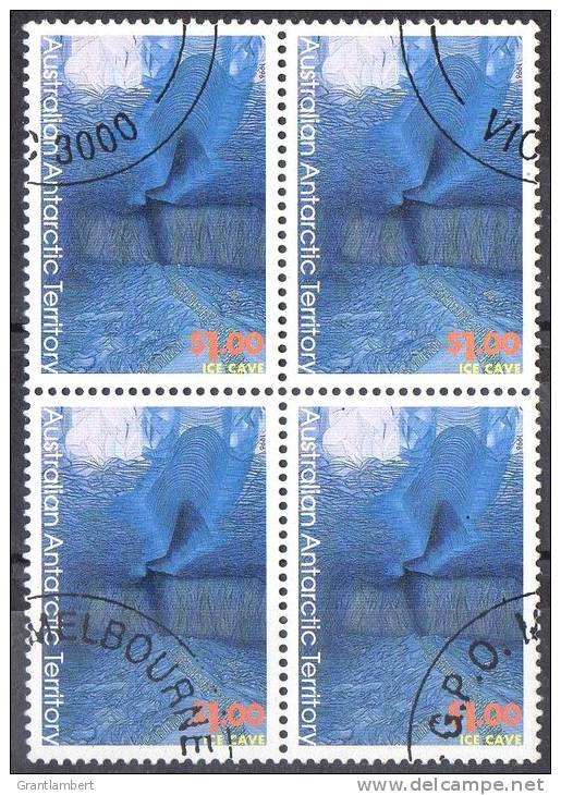 Australian Antarctic 1996 Landscape $1 Ice Caves Block Of 4 CTO - Used Stamps