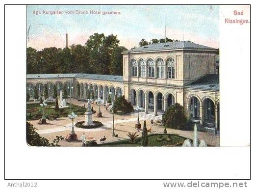 Litho Bad Kissingen Kgl. Kurgarten Vom Grand Hotel Gesehen 3.3.1910 N. Heilbronn - Bad Kissingen