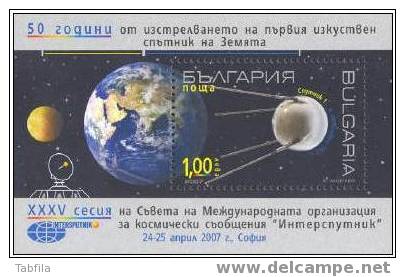 BULGARIA \ BULGARIE - 2007 - 50 An.de Lencment De La Premier Satelit De La Terre - Bl** - Unused Stamps