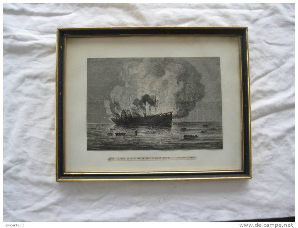 INCENDIE DU DON JUAN D´AUTRICHE A SAN ROCCCO PRES DE TRIESTE EN 1875 - Boats