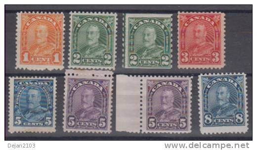 Canada King George V 1,2,3,5 & 8 Cents 1930 MH * - Unused Stamps