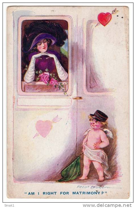 ILLUSTRATORS FRED SPURGIN "AM I RIGHT FOR MATRIMONY?" NN Nr. 51655/6 OLD POSTCARD 1914. - Spurgin, Fred