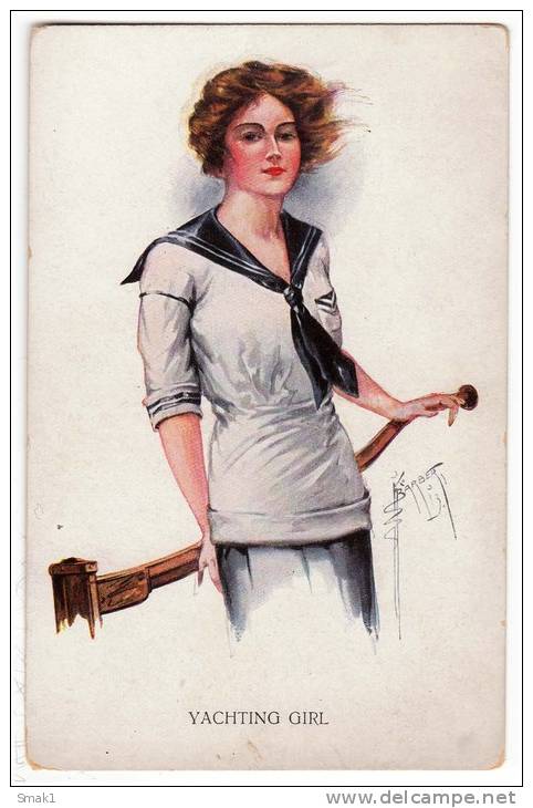 ILLUSTRATORS COURT BARBER "YACHTING GIRL" J.ST.CO. Nr. 121 OLD POSTCARD - Barber, Court