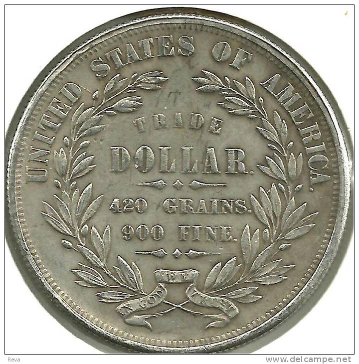 UNITED STATES USA $1 WREATH FRONT WOMAN BACK 1871 REPRODUCTION !!! IN AG SILVER V READ DESCRIPTION CAREFULLY !!! - 1873-1885: Trade Dollars (Dollaro Da Commercio)