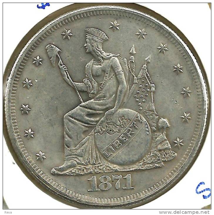 UNITED STATES USA $1 WREATH FRONT WOMAN BACK 1871 REPRODUCTION !!! IN AG SILVER V READ DESCRIPTION CAREFULLY !!! - 1873-1885: Trade Dollars