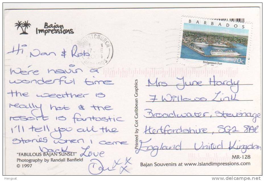 Beau Timbre " Port "/ Carte , Postcard Du 17/06/04 - Barbades (1966-...)