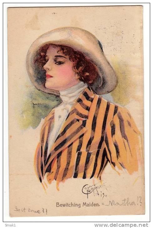 ILLUSTRATORS COURT BARBER "BEWITCHING MAIDEN" WSBS Nr. 1407 OLD POSTCARD 1915. - Barber, Court