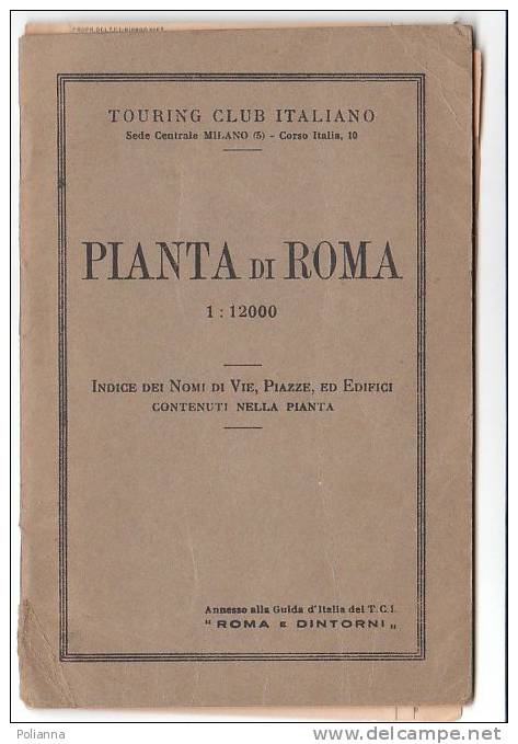 PO4744# MAP - PIANTA DI ROMA Touring Club Italiano Anni '20/tramvie - Europe