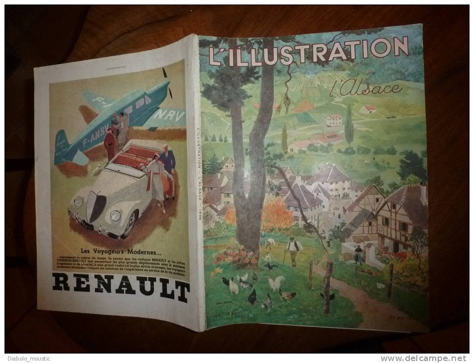 23-5-1936 : Spécial ALSACE ; Pub PANHARD ; Wissembourg,Motheren, Rosheim ;Les Vosges; De La Vigne à La Table ; - L'Illustration