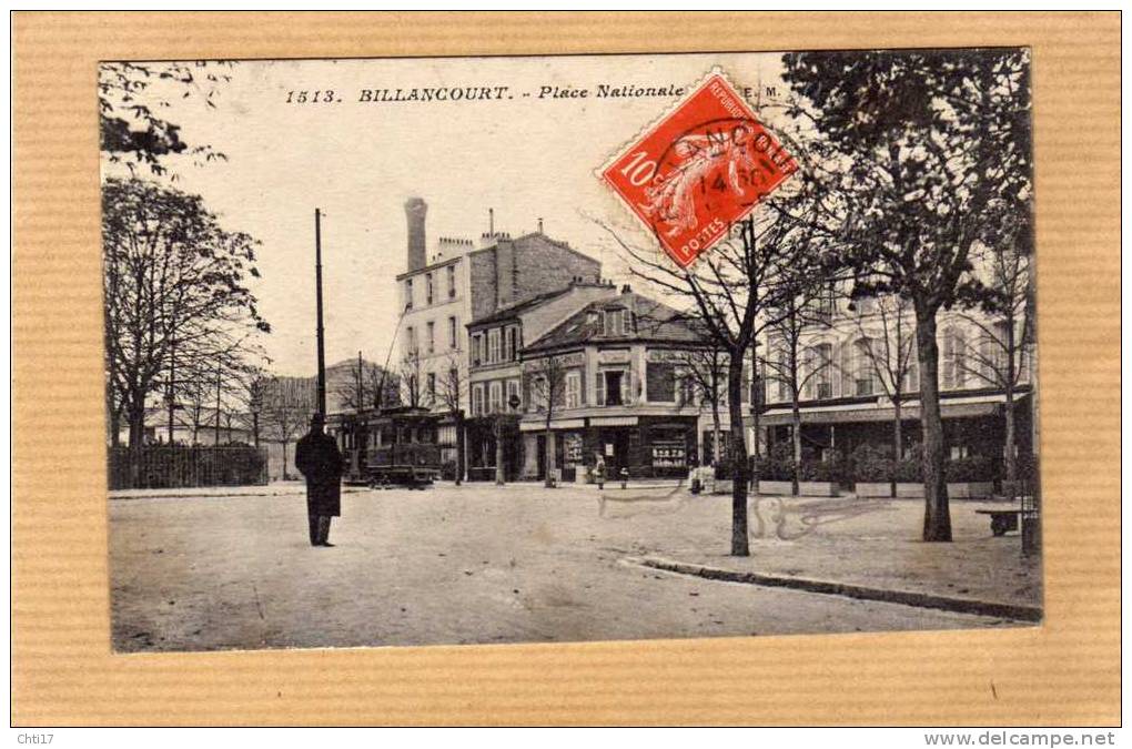 BILLANCOURT BOULOGNE PLACE NATIONALE   CIRC 1917 EDIT  E MALCUIT - Otros & Sin Clasificación