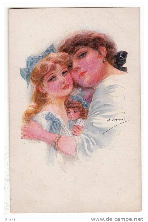 ILLUSTRATORS USABAL MOTHER ANS A DOUGHTER  R&K ERKAL Nr. 329/6 OLD POSTCARD - Usabal