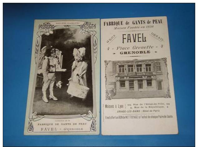 Carte Publicitaire GRENOBLE Fabrique De Gants De Peau Maison FAVEL 4 Place Grenette - Grenoble