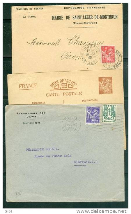 Lot 3 Lettres Ou Documents Avec Type Iris - Pb81 - 1939-44 Iris