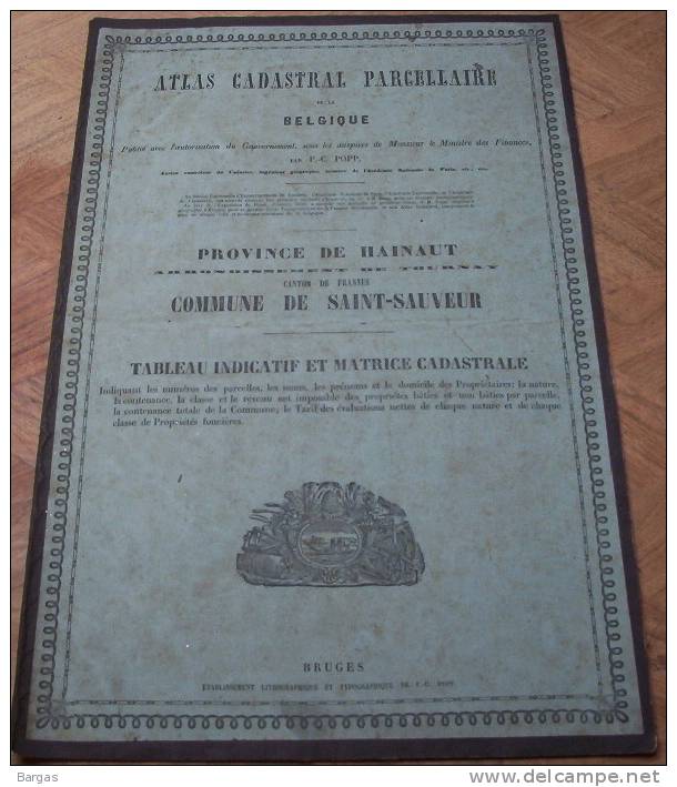 Atlas Cadastral Parcellaire Plan Popp Commune De Saint Sauveur  Arr Tournai Canton Frasnes - Non Classificati