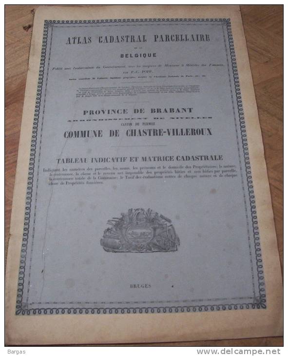 Atlas Cadastral Parcellaire Plan Popp Commune De Chastre Villeroux Arr Nivelles Canton Perwez - Unclassified