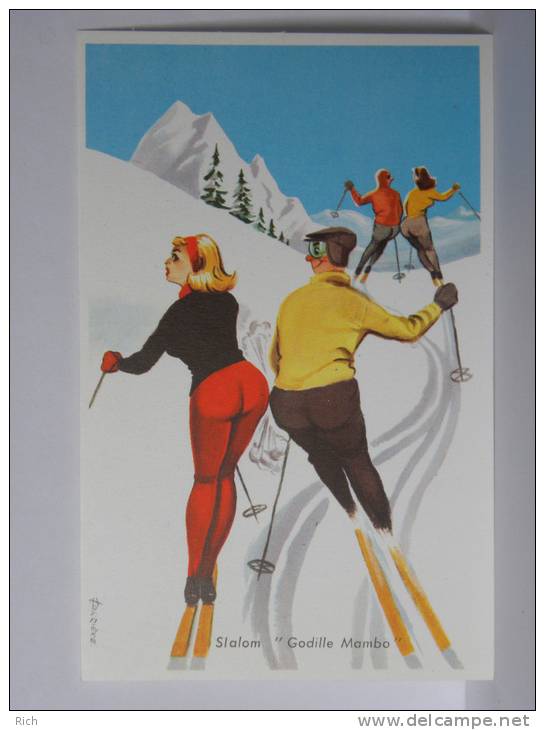 CP Illustrateur Louis Carrière - 749 - Slalom "Godille Manbo" - Sports D'hivers SKI - Carrière, Louis