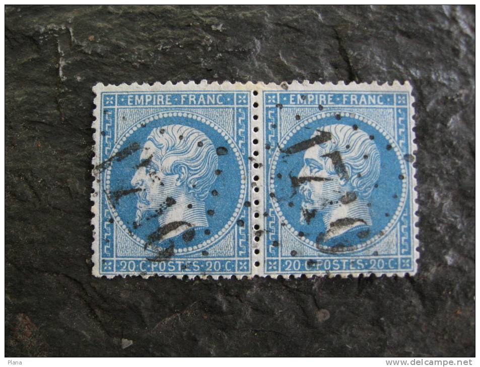 TIMBRE 20 C BLEU  PAIRE GROS CHIFFRE  1716 NAPOLEON III  N°22 Y&T - 1853-1860 Napoléon III