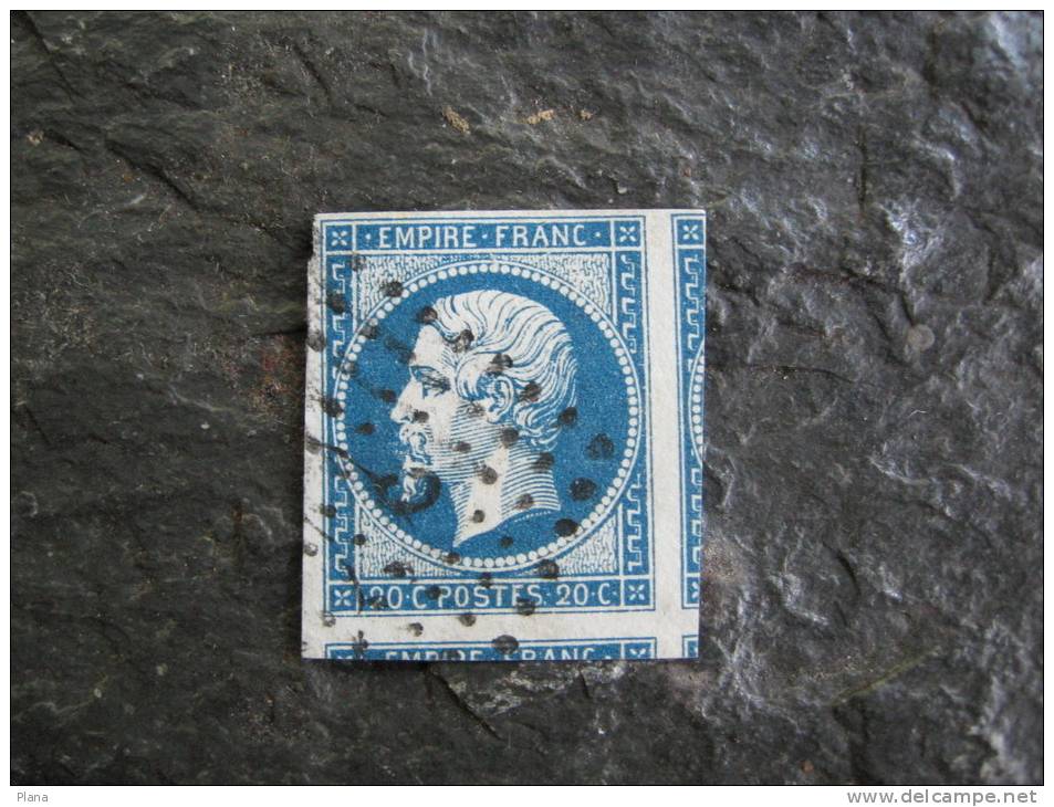 TIMBRE 20 C BLEU  NAPOLEON III  N°14 Y&T GRANDE MARGE - 1853-1860 Napoleon III