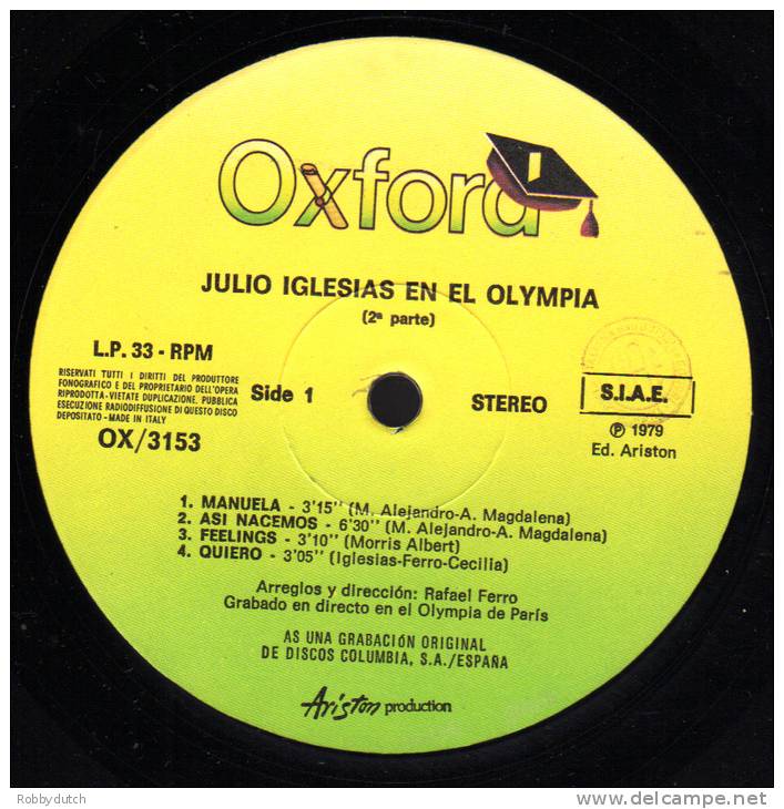 * LP *  JULIO IGLESIAS EN EL OLYMPIA  2nd Parte (Spain 1979) - Otros - Canción Española