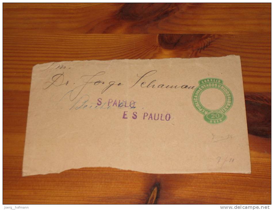 Brasilien Brasil Old Newspaper Wrapper Used 0 20 Reis Only Front Page Sao Paulo - Postal Stationery